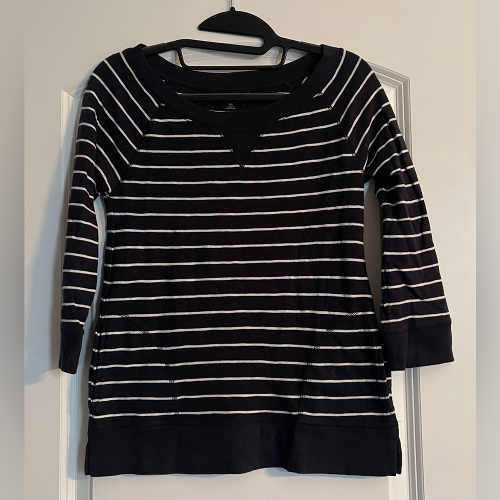 Banana Republic Boatneck Striped Lightweight Sweatshirt - Navy Blue